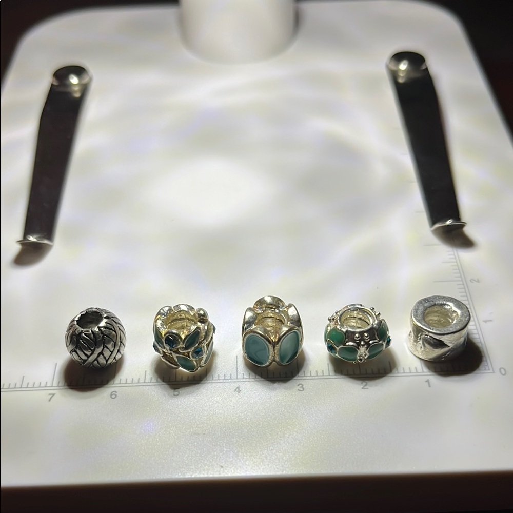 Silver and Green Charm Bead Set